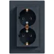 Schneider Electric EPH9900171 Asfora Розетка подвійна 220В антрацит, пластик, із заземленням, Schuko, без захисної кришки, без шторок, для врізного монтажу