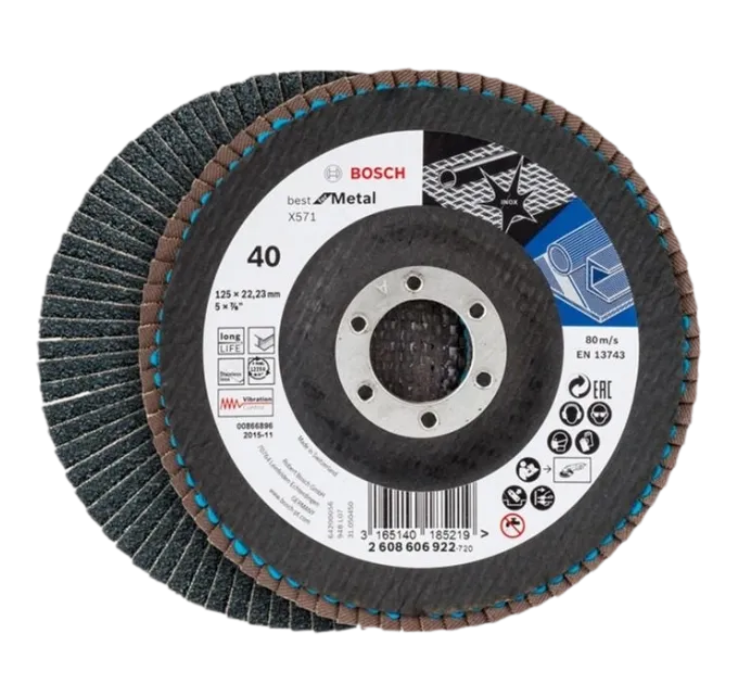 Bosch X571 125 мм K40 (2608606922) Лепестковый шлифкруг Bosch X571 125 мм K40 (2608606922) Лепестковый шлифкруг