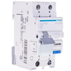 Hager ADA990D Дифавтомат 1P+N, 6kA, C-40A, 30mA, A Hager ADA990D Дифавтомат 1P+N, 6kA, C-40A, 30mA, A