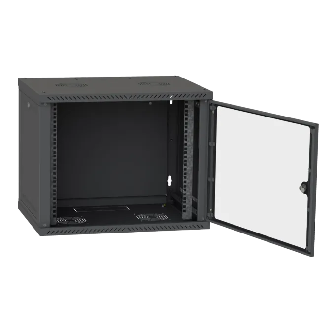 IPCOM 12U 600x600 Шкаф телекоммуникационный двери стекло (черный)