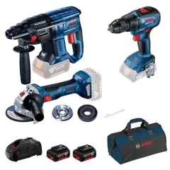 Bosch GBH 180-LI+GSR 18V-50+GWS 180-LI Набор инструментов перфоратор+шуруповерт+болгарка