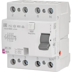 ЭТИ 4р EFI6-P4 40/0,03 тип AC (6kA) Реле дифференциальное (УЗО) ЭТИ 4р EFI6-P4 40/0,03 тип AC (6kA) Реле дифференциальное (УЗО)