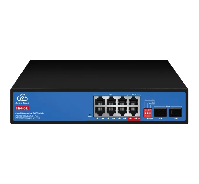 Ewind EW-ES3010FGSH-AP AI PoE Комутатор 10 портів керований хмарно Ewind EW-ES3010FGSH-AP AI PoE Комутатор 10 портів керований хмарно