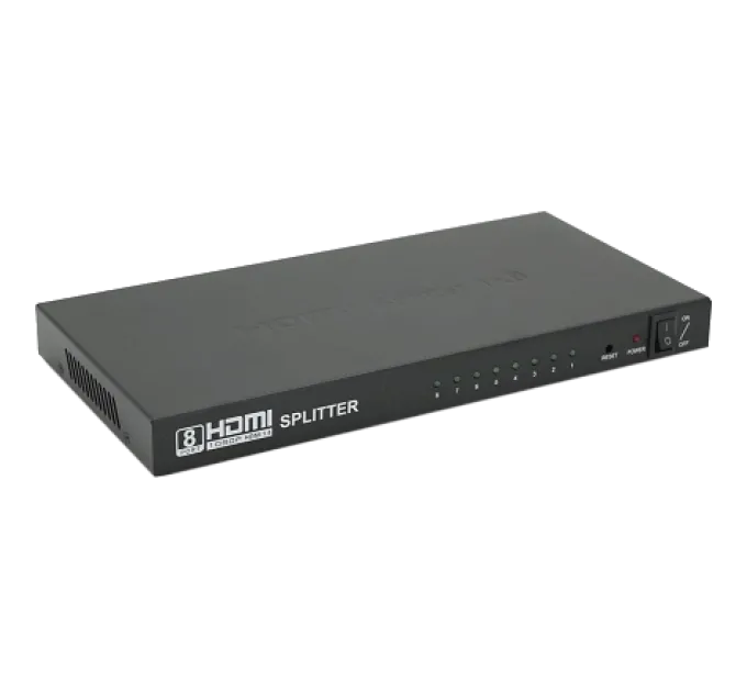 1=>8 порти 4K, 2K, 3D, 1080Р DC5V/2A Активний сплітер 1=>8 порти 4K, 2K, 3D, 1080Р DC5V/2A Активний сплітер