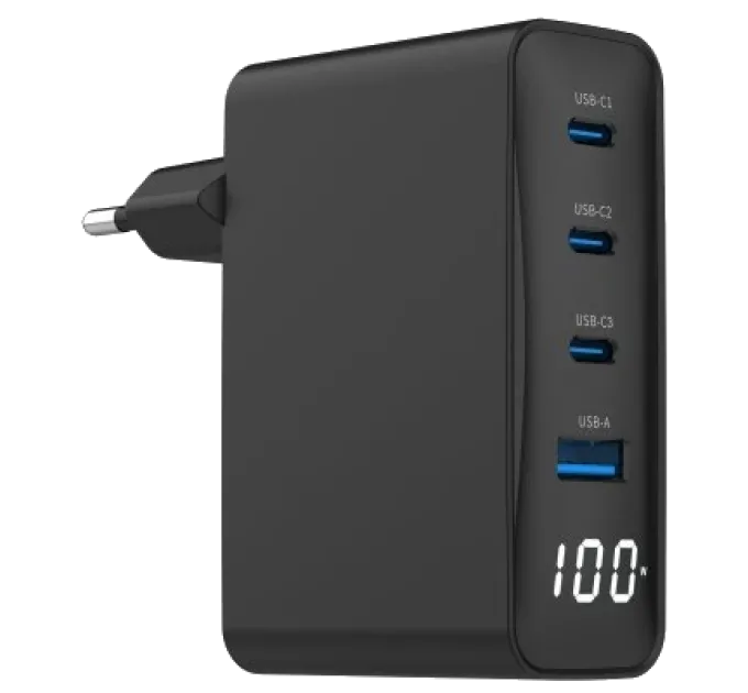 Gembird TA-UC-PDQC100LCD-01-BK PD 100W Зарядний пристрій