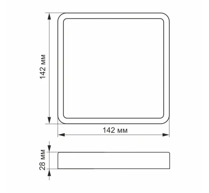 VIDEX 24W 5000K 220V LED светильник накладной квадрат