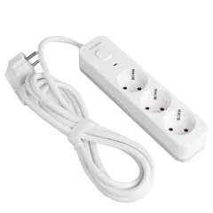 VIDEX ONCORD с/с 3п 3м (3x1.5мм) Сетевой удлинитель с кнопкой White
