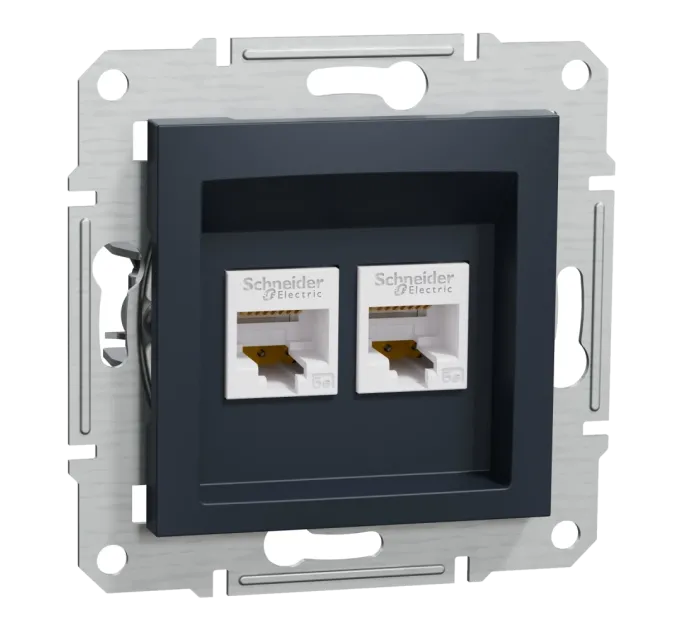 Schneider Electric EPH4400171 Asfora Розетка комп'ютерна антрацит, пластик, для врізного монтажу