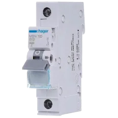 Hager MBN110 Автоматический выключатель 1P 6kA B-10A 1M Hager MBN110 Автоматический выключатель 1P 6kA B-10A 1M