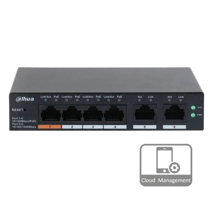 Dahua DH-CS4006-4ET-60 PoE Коммутатор 6 портов управляемый