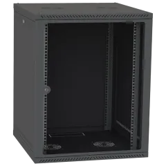 IPCOM 15U 600x600 Шафа телекомунікаційна двері скло (чорна)