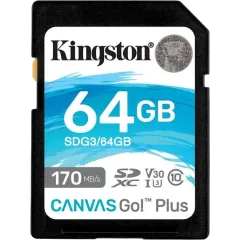 Kingston SDXC Canvas Go Plus 170R C10 UHS-I U3 V30 64Гб Карта памяти