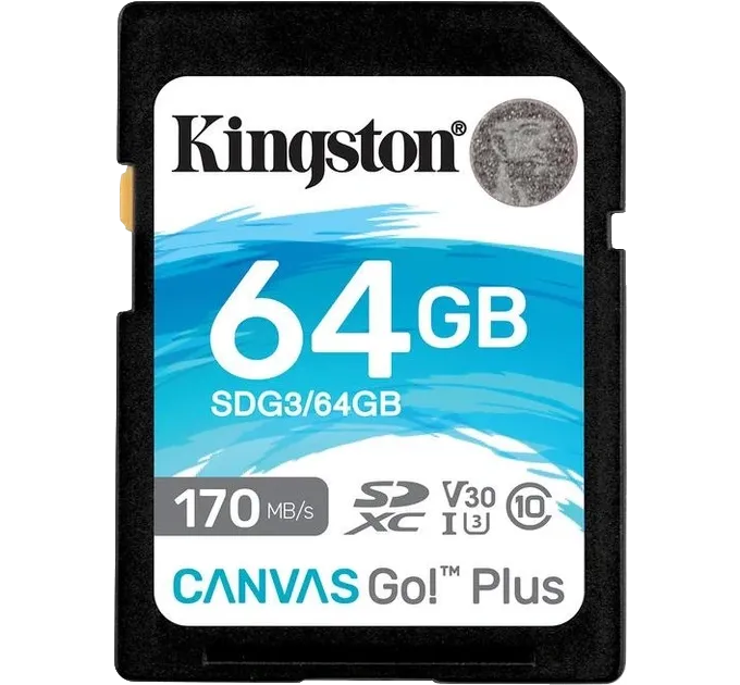Kingston SDXC Canvas Go Plus 170R C10 UHS-I U3 V30 64Гб Карта пам'яті Kingston SDXC Canvas Go Plus 170R C10 UHS-I U3 V30 64Гб Карта пам'яті