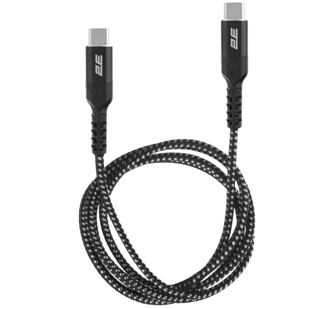 2E Type-C USB-C > USB-C Кабель заряджання/синхронізації 1м 240Вт плетений чорний