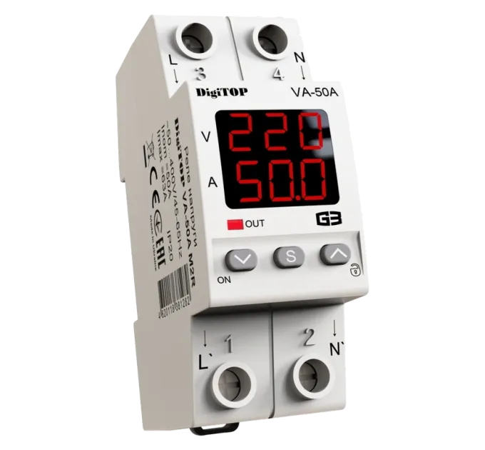 DigiTop VА-50A M2R Реле напряжения DigiTop VА-50A M2R Реле напряжения