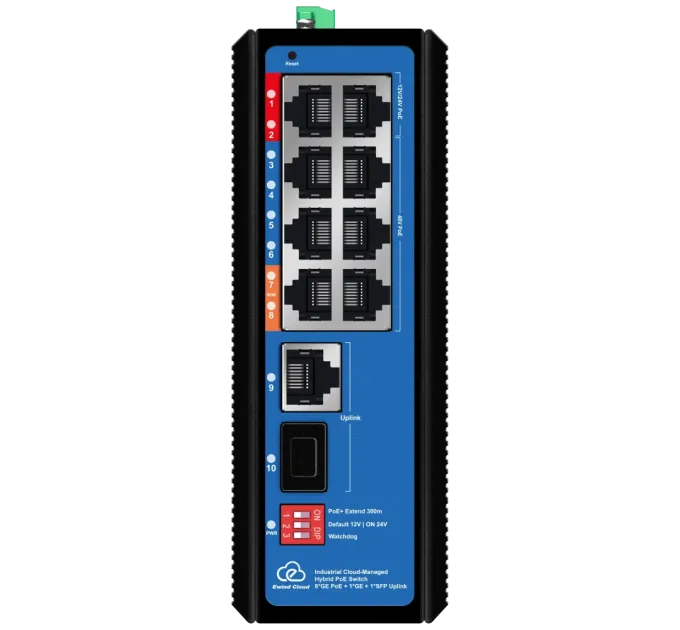 Ewind EW-EPIS3910SH-8GE AI PoE Комутатор 10 портів керований хмарно Ewind EW-EPIS3910SH-8GE AI PoE Комутатор 10 портів керований хмарно