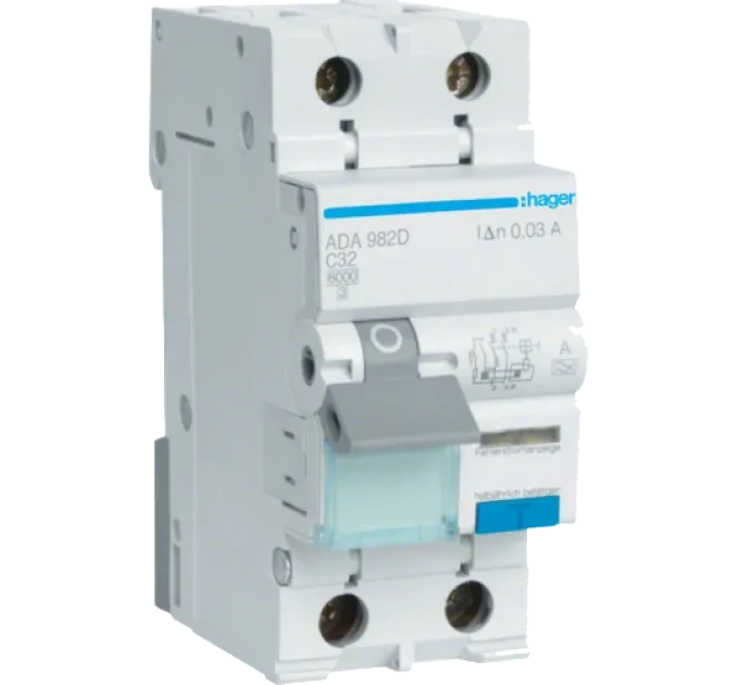 Hager ADA982D Дифавтомат 1P+N, 6kA, C-32A, 30mA, A