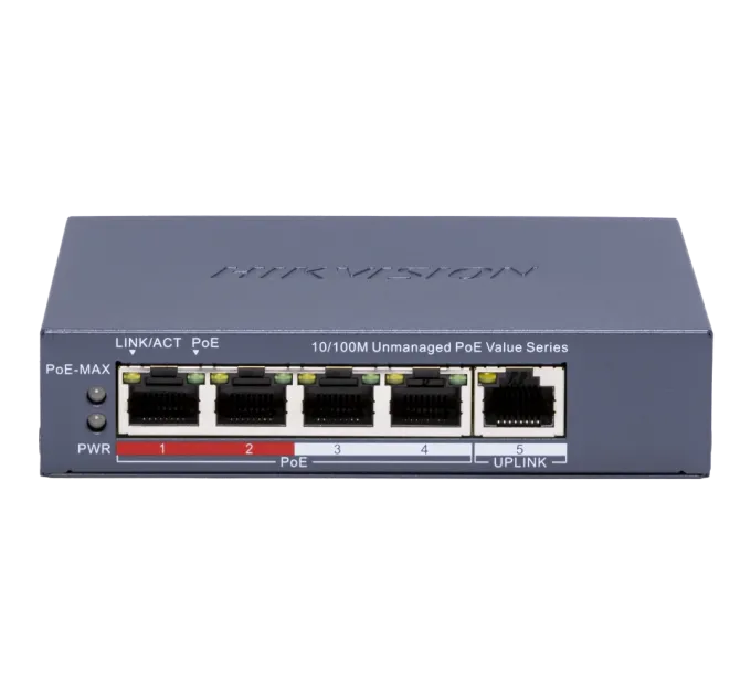 Hikvision DS-3E0105P-E/M(C) POE Комутатор 5 портів некерований