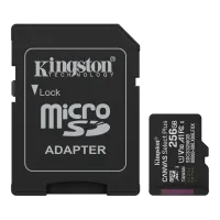 Kingston microSD 256GB C10 UHS-I A1 V10 R150MB/s + SD Карта пам'яті