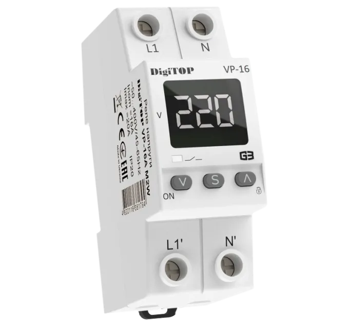 DigiTOP VP-16A M2W Реле напряжения DigiTOP VP-16A M2W Реле напряжения
