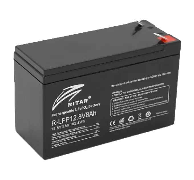 Ritar LiFePO4 12.8В 8А•ч Литиевая аккумуляторная батарея Ritar LiFePO4 12.8В 8А•ч Литиевая аккумуляторная батарея