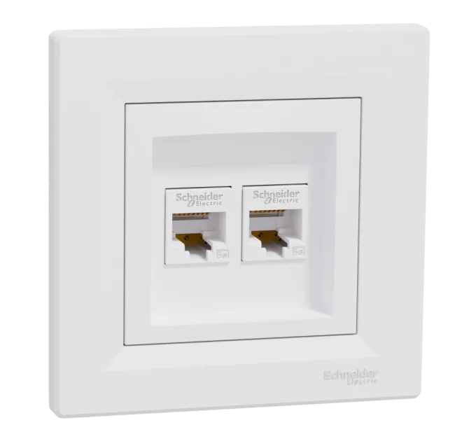 Schneider Electric Asfora EPH4400121 RJ45 5e Розетка компьютерная двойная белая Schneider Electric Asfora EPH4400121 RJ45 5e Розетка компьютерная двойная белая