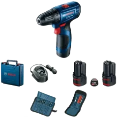 Bosch GSR 120-LI (06019G8002) Акумуляторний шурупокрут + 2 акб 2.0 Ah + ЗУ + набір біт 11 шт. + набір свердл 12 шт.
