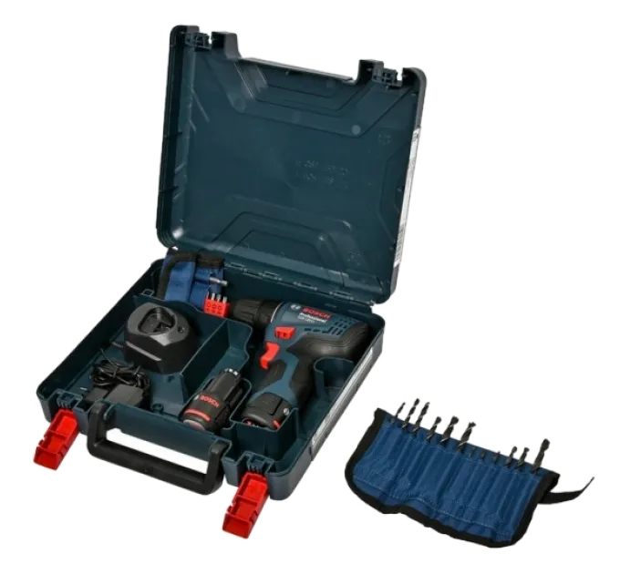 Bosch GSR 120-LI (06019G8002) Акумуляторний шурупокрут + 2 акб 2.0 Ah + ЗУ + набір біт 11 шт. + набір свердл 12 шт.