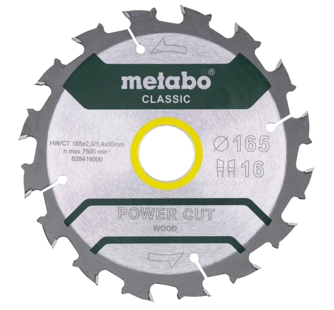 Metabo "power cut wood - professional" (628416000) Пильний диск 165x30, Z16 WZ 5° /B Metabo "power cut wood - professional" (628416000) Пильний диск 165x30, Z16 WZ 5° /B