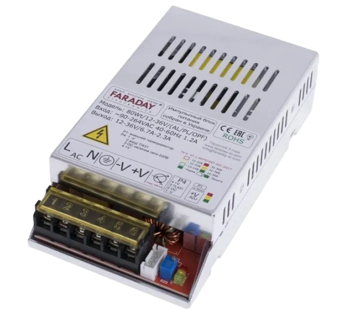 Faraday Electronics 80Wt/12-36V/ALU 11.8-37.5В 6.7-2.7А Блок питания Faraday Electronics 80Wt/12-36V/ALU 11.8-37.5В 6.7-2.7А Блок питания