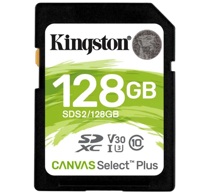 Kingston 128GB SDXC Canvas Select Plus 100R C10 UHS-I U3 V30 Модуль флеш-пам'яті Kingston 128GB SDXC Canvas Select Plus 100R C10 UHS-I U3 V30 Модуль флеш-пам'яті