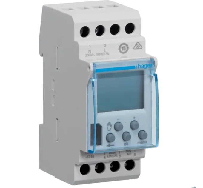 Hager EGN103 Таймер цифровой недельный, 1-канал+Bluetooth, запас хода 5 лет Hager EGN103 Таймер цифровой недельный, 1-канал+Bluetooth, запас хода 5 лет