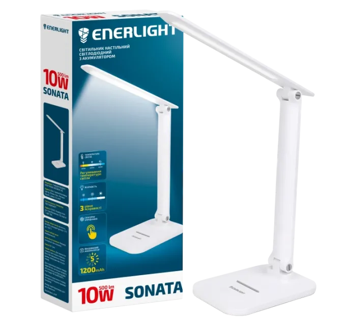 ENERLIGHT SONATA 3000-6000K Світильник настільний світлодіодний з акумулятором ENERLIGHT SONATA 3000-6000K Світильник настільний світлодіодний з акумулятором