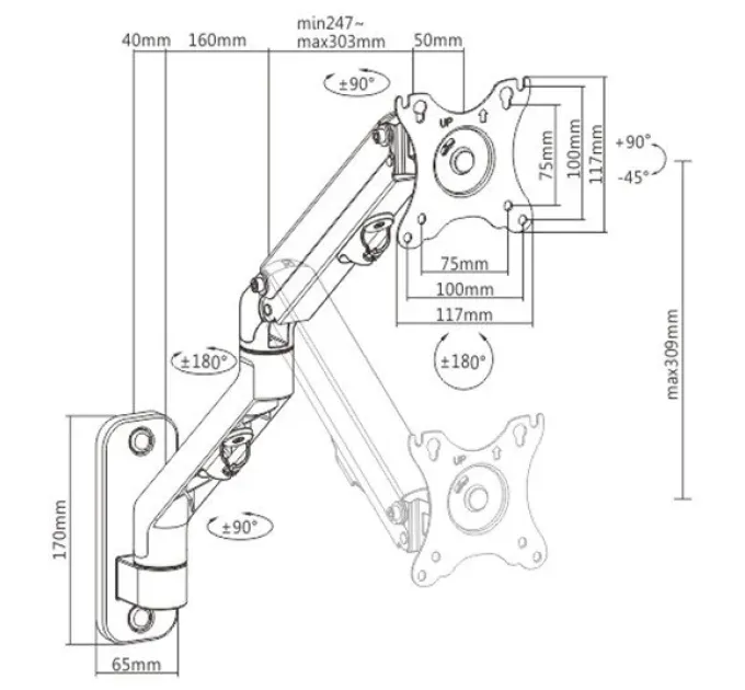 Gembird MA-WA1-02 17-27" 7 кг Кронштейн для монітора