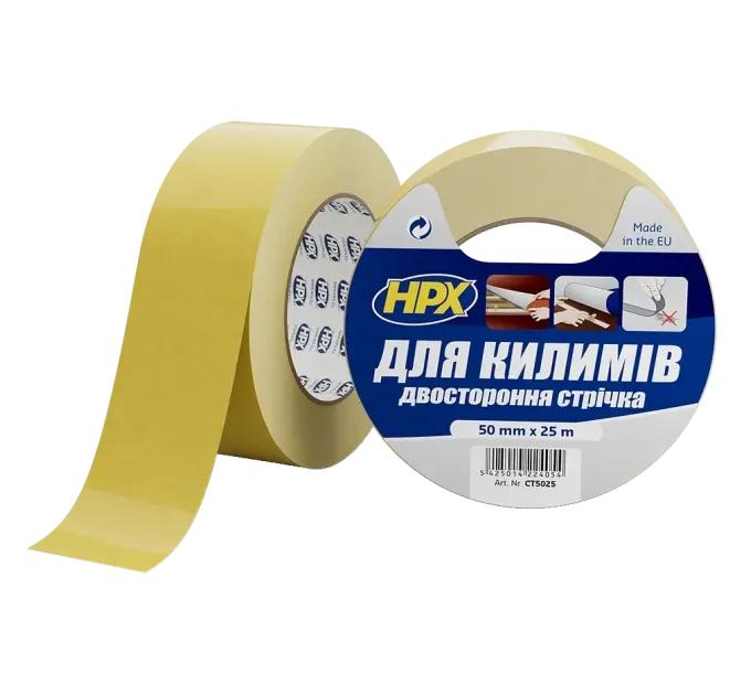 HPX CT5025 CARPET TAPE 50мм х 25м Лента двухсторонняя для фиксации ковриков HPX CT5025 CARPET TAPE 50мм х 25м Лента двухсторонняя для фиксации ковриков