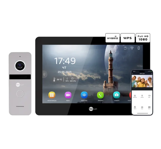 Neolight MEZZO Hybrid Black + SOLO FHD Silver Комплект видеодомофона Neolight MEZZO Hybrid Black + SOLO FHD Silver Комплект видеодомофона