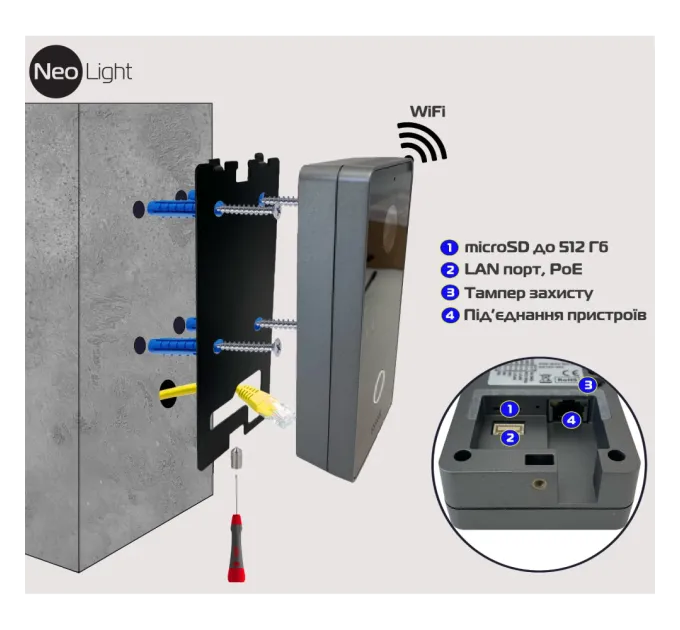 Neolight MEZZO Hybrid + OPTIMA IPW Black Комплект відеодомофону