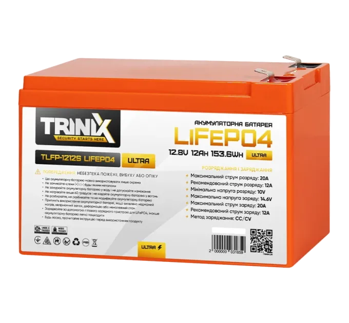 TRINIX TLFP-1212S Ultra 12А•ч 12В Литиевая аккумуляторная батарея TRINIX TLFP-1212S Ultra 12А•ч 12В Литиевая аккумуляторная батарея