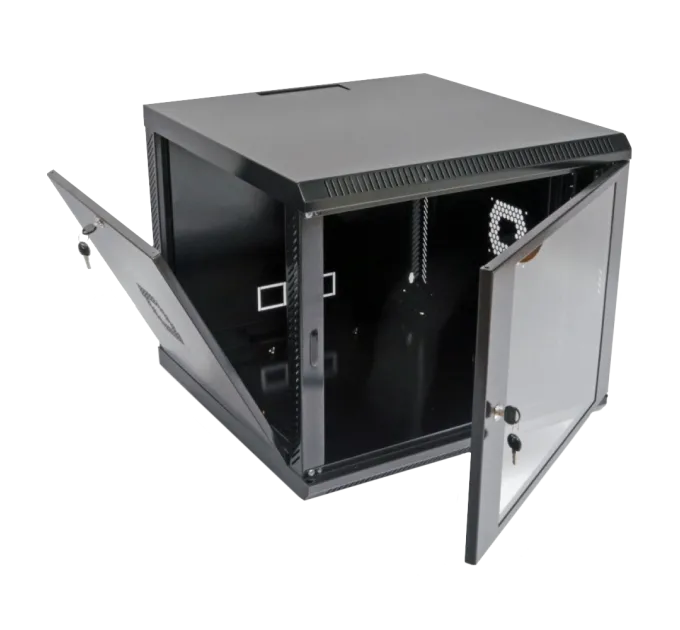 9U Шафа 19", 600х600х507 мм (Ш*Г*В), акрилове скло, чорна