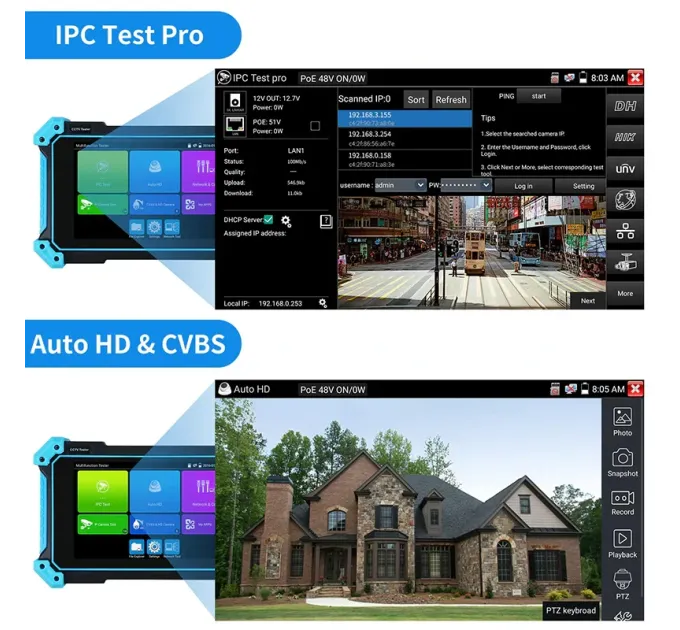 NOYAFA NF-IPC715 IP, аналог, HD-Coax, HDMI, VGA Тестер камер відеоспостереження