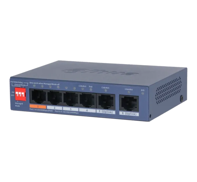 Dahua DH-CS4006-4ET2GT-60 PoE Коммутатор 6 портов управляемый Dahua DH-CS4006-4ET2GT-60 PoE Коммутатор 6 портов управляемый