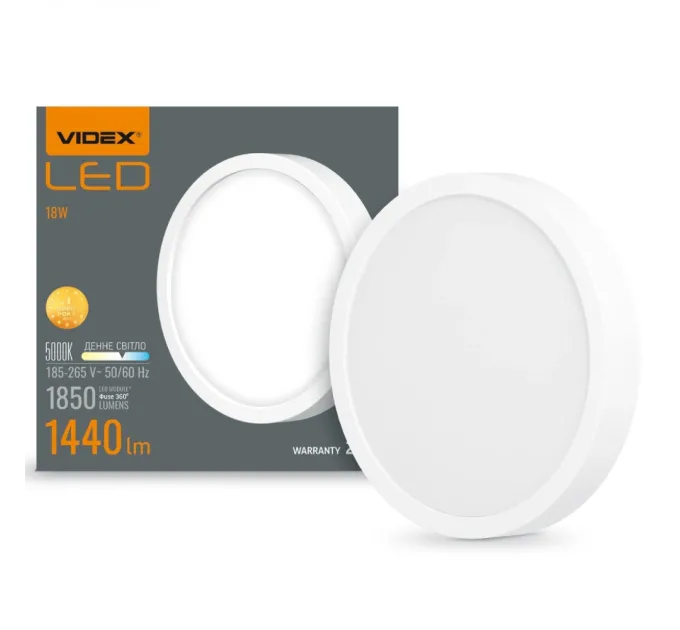 VIDEX 18W 5000K 220V LED светильник круглый накладной