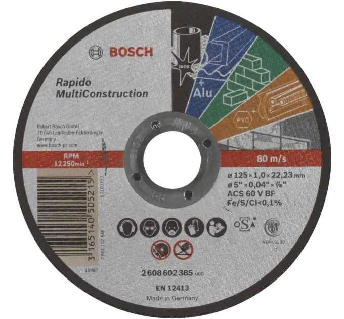 Bosch Multi Construction Rapido 125x1.0x22.2 Отрезной круг по металлу Bosch Multi Construction Rapido 125x1.0x22.2 Отрезной круг по металлу