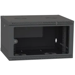 IPCOM 6U 600x450 Шафа телекомунікаційна двері скло (чорна)