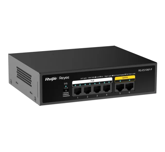 Ruijie Reyee RG-ES106F-P PoE Коммутатор 6 портов неуправляемый