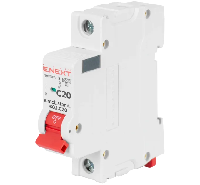 Enext e.mcb.stand.60.1.C20, 1р, 20А, C, 6кА Модульный автоматический выключатель
