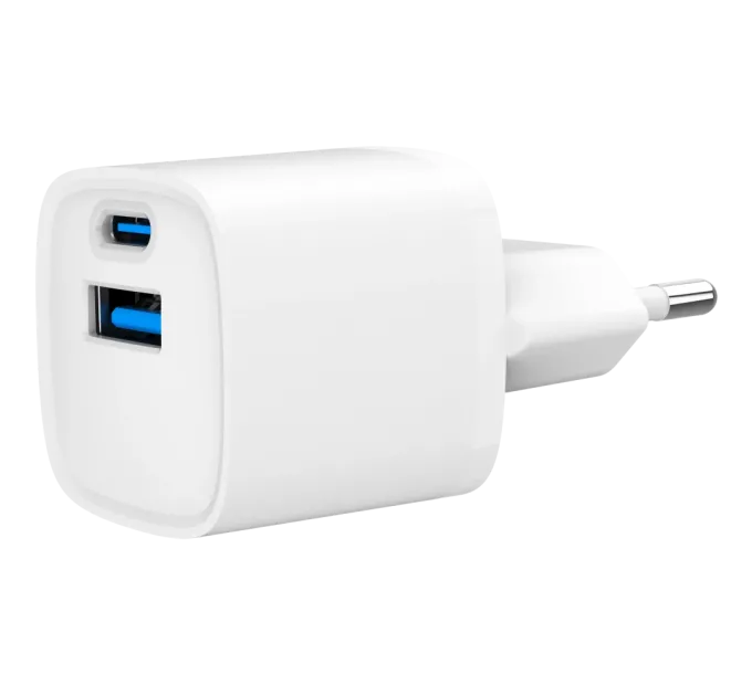Gembird TA-UC-PDQC20-W-01 (USB Type A + USB Type C) Сетевое зарядное устройство Gembird TA-UC-PDQC20-W-01 (USB Type A + USB Type C) Сетевое зарядное устройство