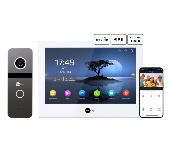 Neolight ALPHA Hybrid + SOLO IP Graphite с уголком, PoE адаптер для вызовной панели Комплект видеодомофона Neolight ALPHA Hybrid + SOLO IP Graphite с уголком, PoE адаптер для вызовной панели Комплект видеодомофона