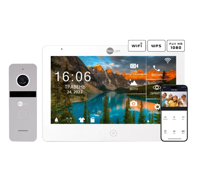 Neolight MEZZO Hybrid + SOLO FHD Silver Комплект видеодомофона Neolight MEZZO Hybrid + SOLO FHD Silver Комплект видеодомофона
