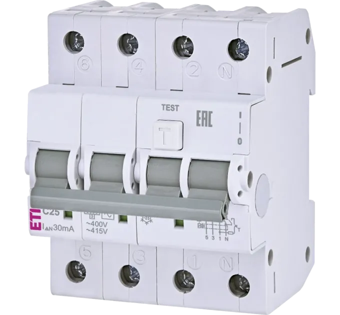 ЭТИ KZS-4M 3p+N 25/0.03 6kA Дифавтомат ЭТИ KZS-4M 3p+N 25/0.03 6kA Дифавтомат